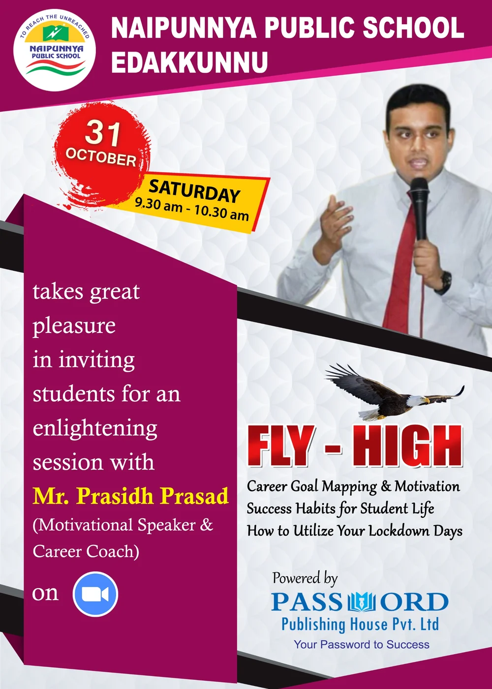 Fly High — career goal mapping and motivation session with Mr. Prasidh Prasad at Naipunnya Public School, Edakkunnu
